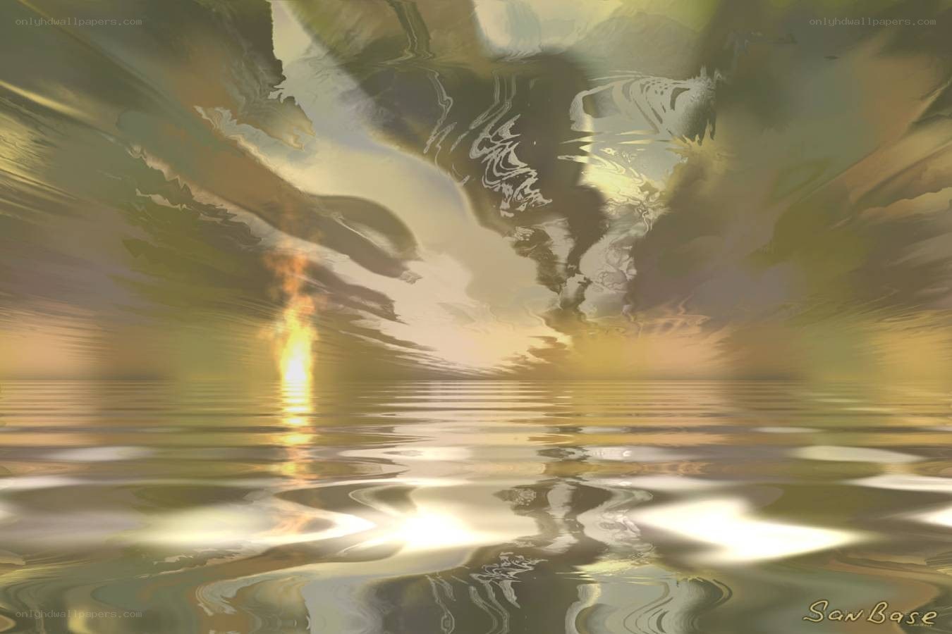 Golden sunset over water