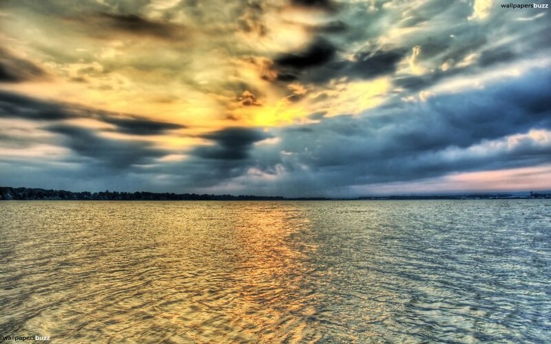 Golden Sunset over Water — Gold, Dramatic