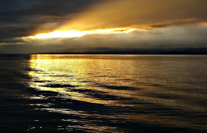 Golden Sunset over Water — Gold