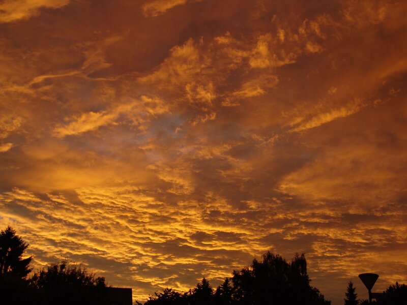 Golden sunset sky