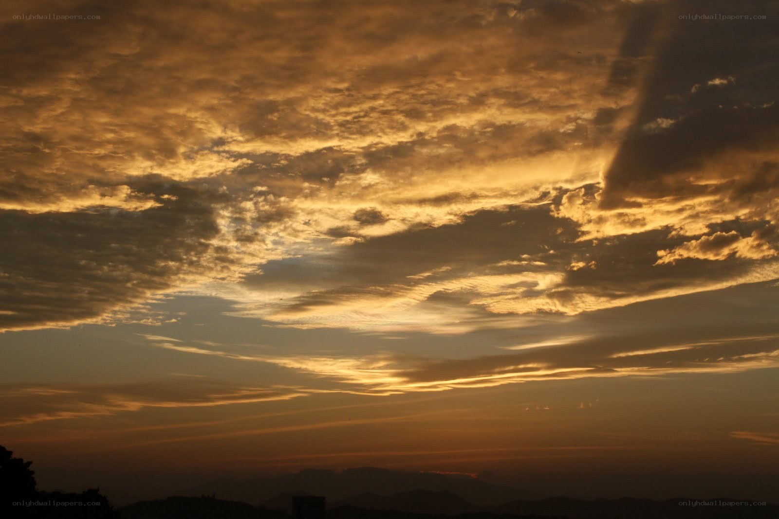 Golden sunset sky