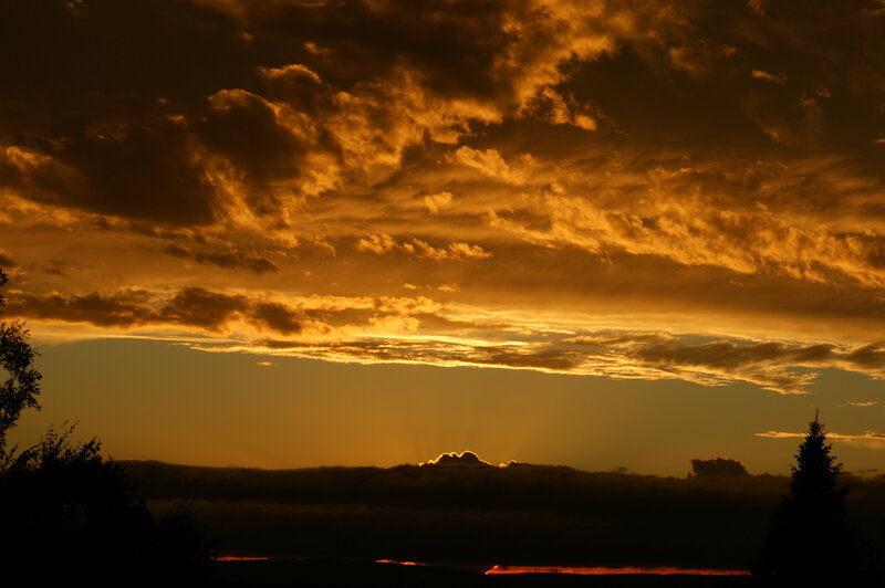 Golden sunset sky