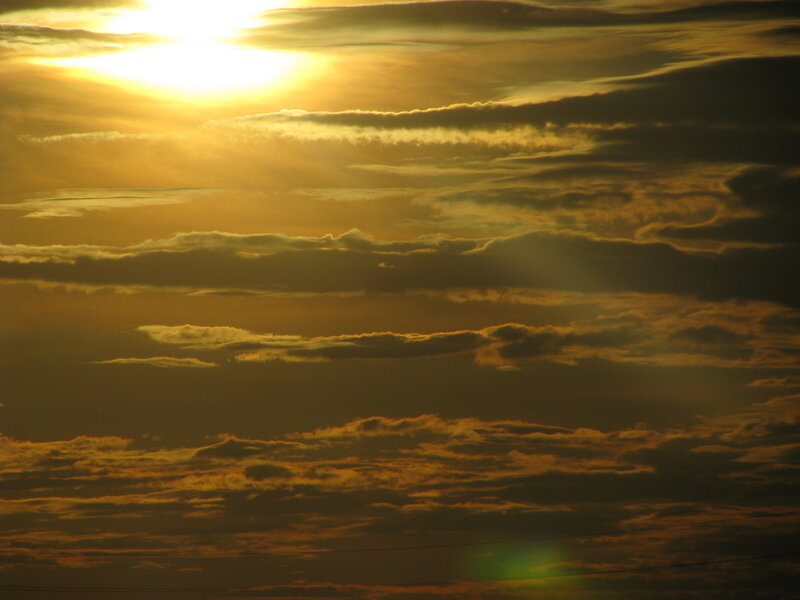Golden sunset with clouds