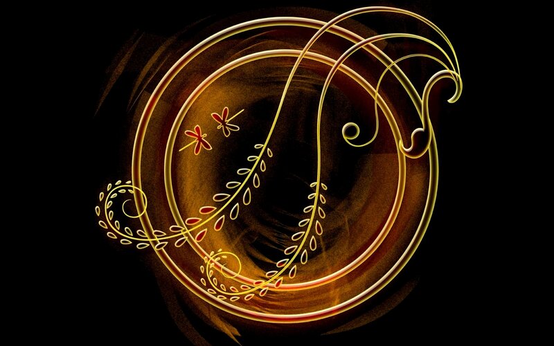Golden swirl with dragonflies