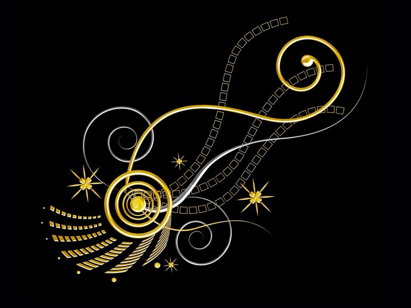 golden swirls and stars design