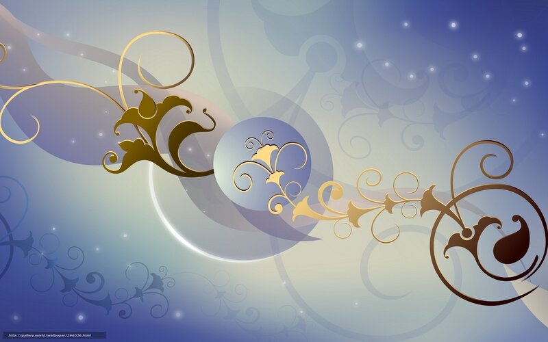 golden swirls on blue background