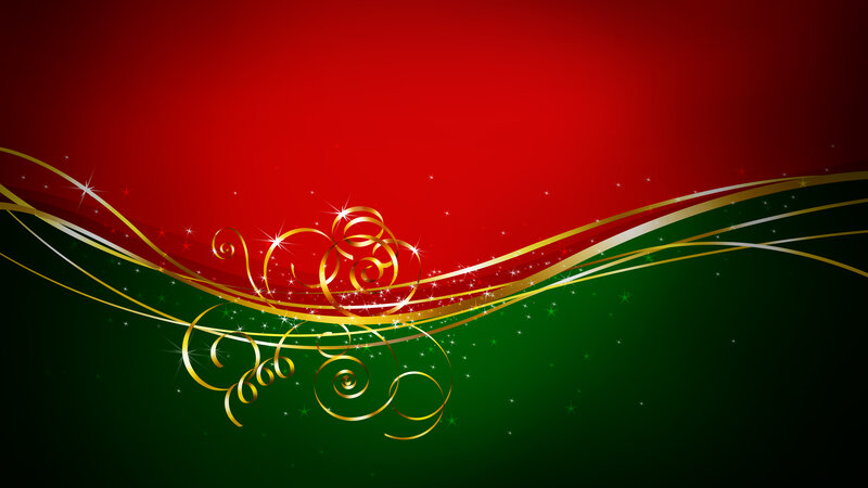 Golden Swirls on Red Green