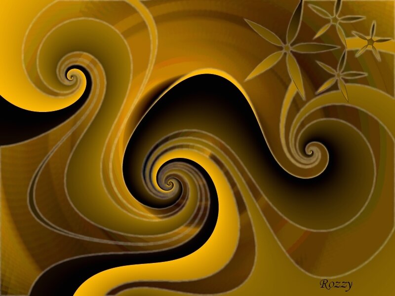 Golden swirls with floral patterns