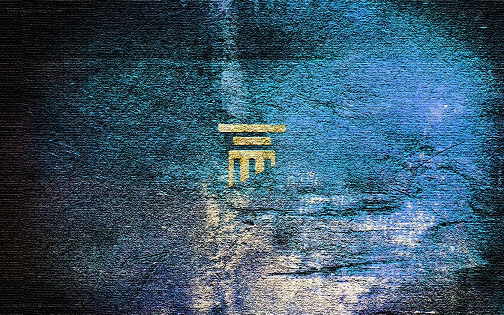 golden symbol on blue stone