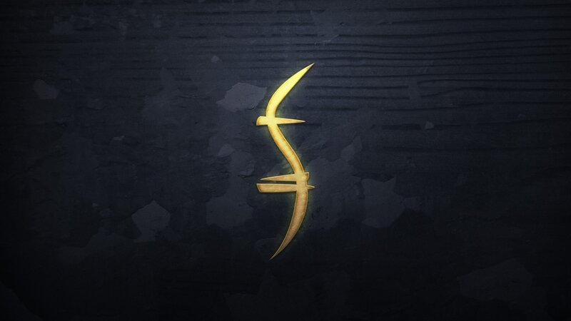 golden symbol on dark background
