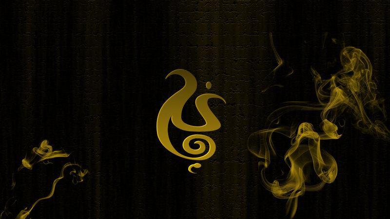 Golden Symbol on Dark Wall — Black