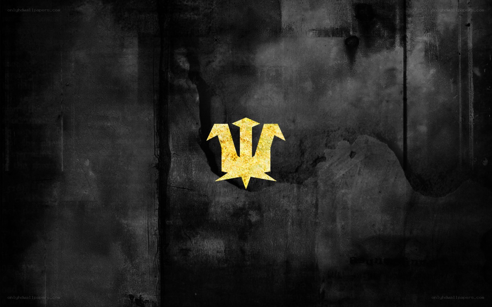 golden symbol on dark wall