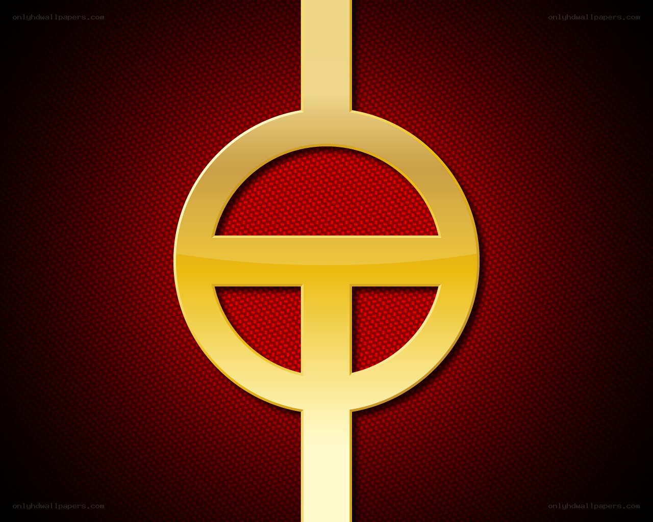 golden symbol on red background