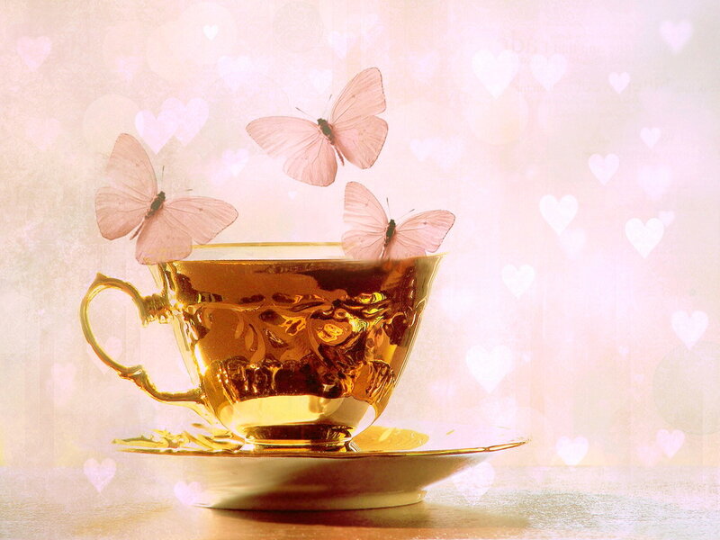 Golden Teacup with Butterflies — Gold