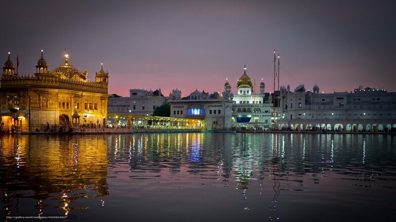 Golden Temple at Dusk — Gold, Serene, Night