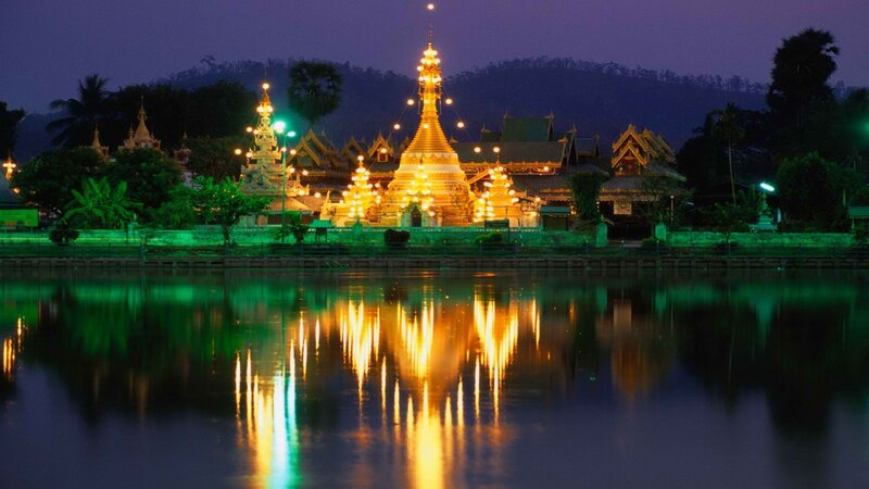 Golden Temple at Night — Gold, Serene, Photograph, Lake