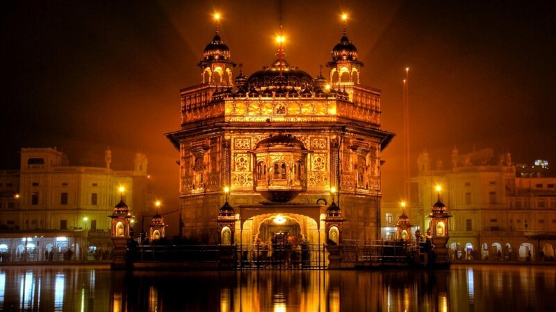 Golden Temple at Night — Gold, Serene, Photograph, Water