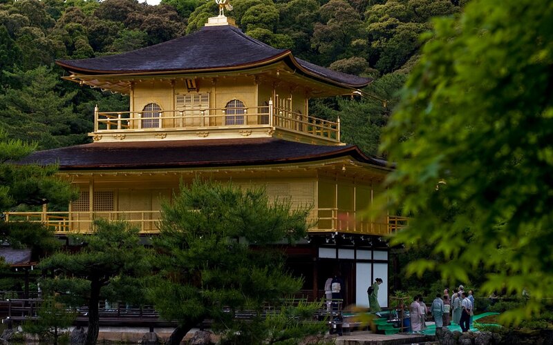 Golden Temple Building — Gold, Serene, Afternoon, Photograph, Trees
