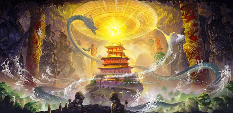 Golden Temple with Dragons