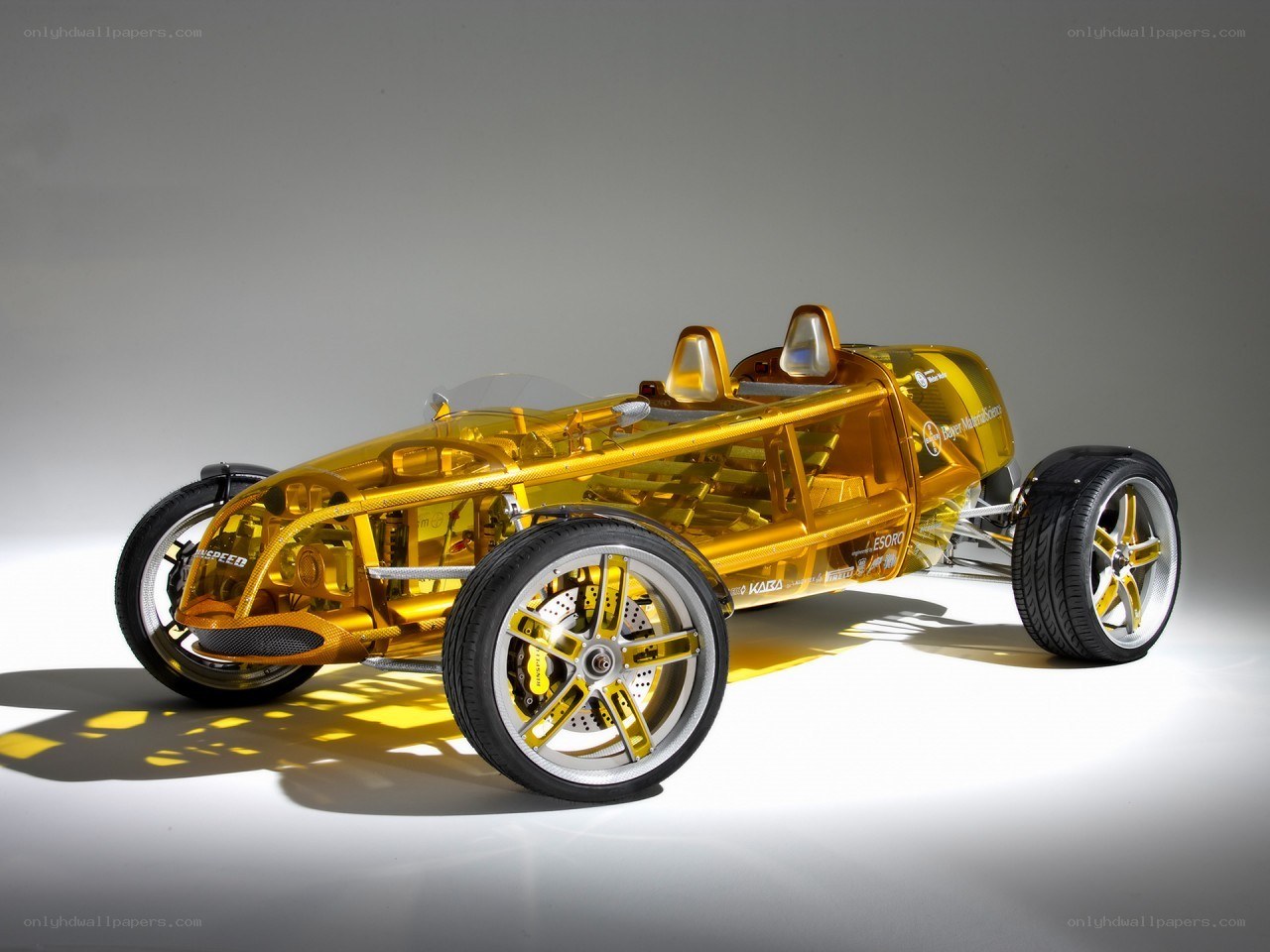 Golden transparent race car