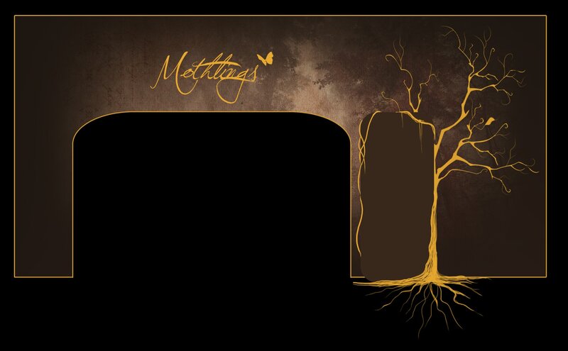 Golden Tree on Dark Background — Black