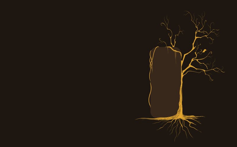 Golden Tree on Dark Background