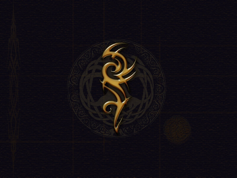 golden tribal symbol on dark background