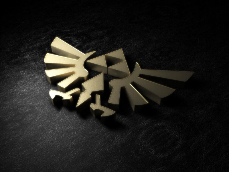 Golden Triforce Symbol — Gold, Dramatic, 3d Render, Dark Surface