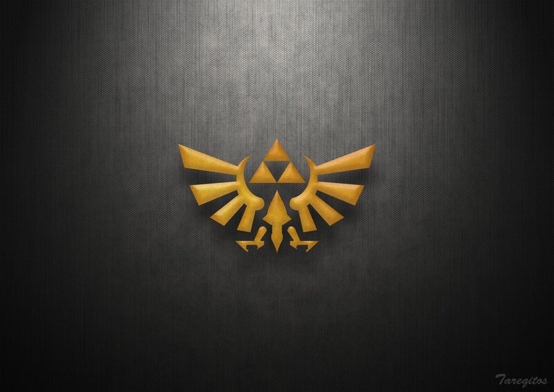 Golden Triforce Symbol — Gold, Dramatic, Digital Art, Triangular Emblem, Wings