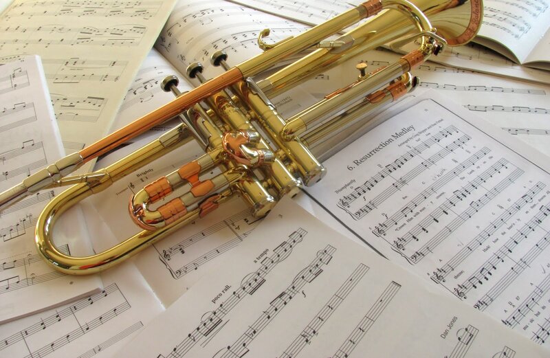 Golden Trumpet on Sheet Music