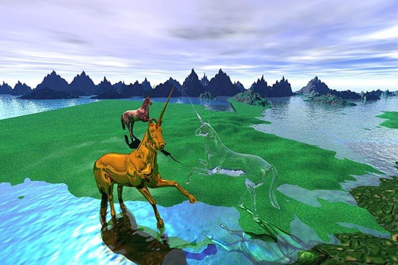 Golden Unicorn on Grass
