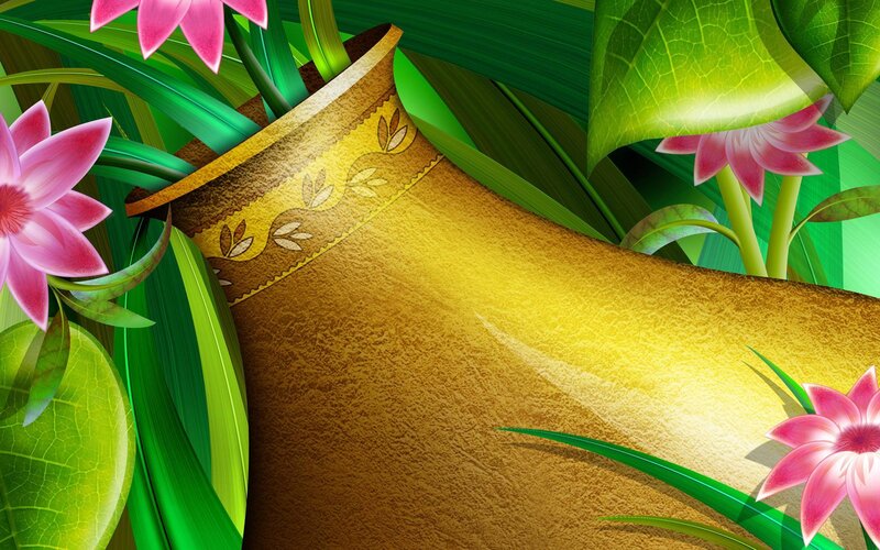 golden vase with flowers
