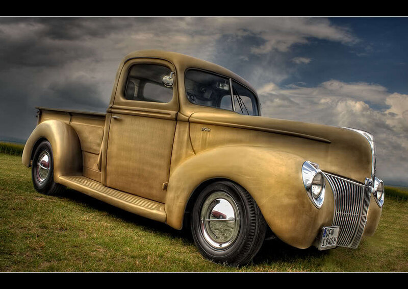Golden vintage pickup truck