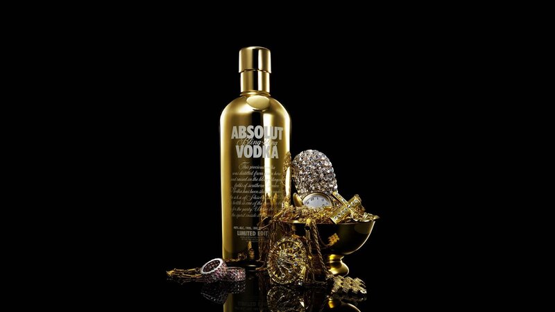 Golden Vodka Bottle — Black, Luxurious