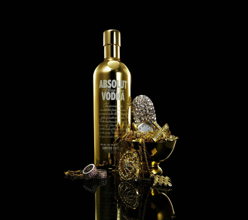 Golden Vodka Bottle — Black