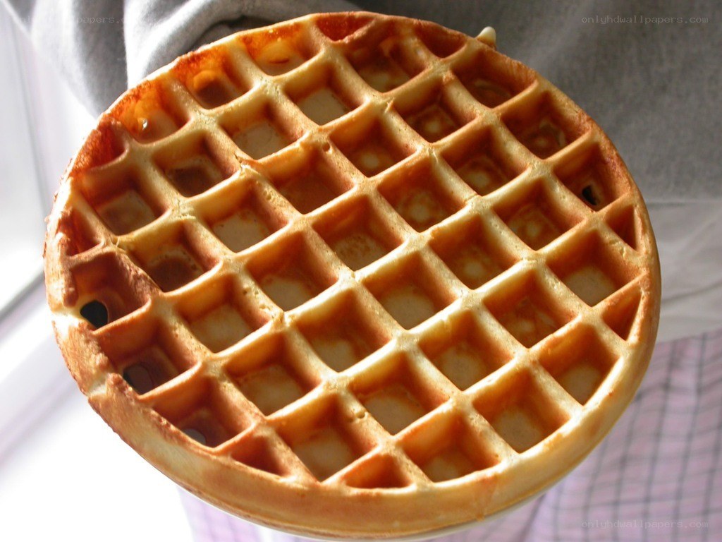 golden waffle close-up