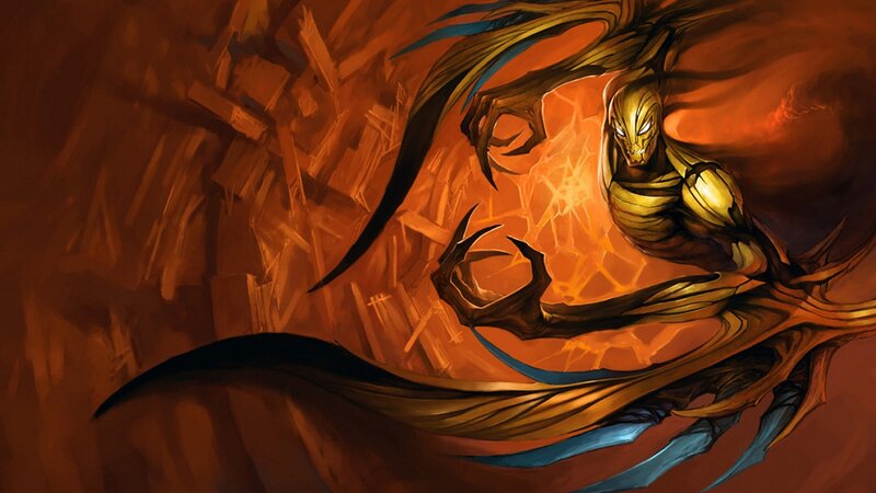 golden warrior in fiery chaos