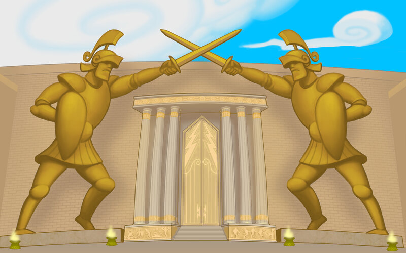 Golden warrior statues