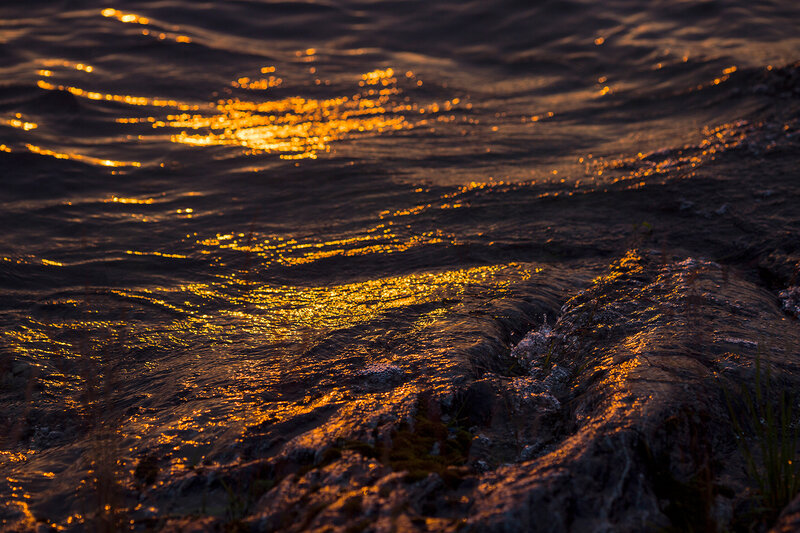 Golden Water Reflections — Gold, Serene
