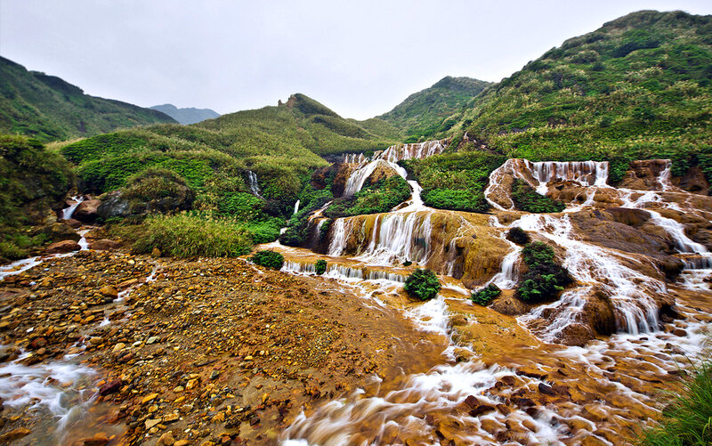 Golden Waterfall Cascade