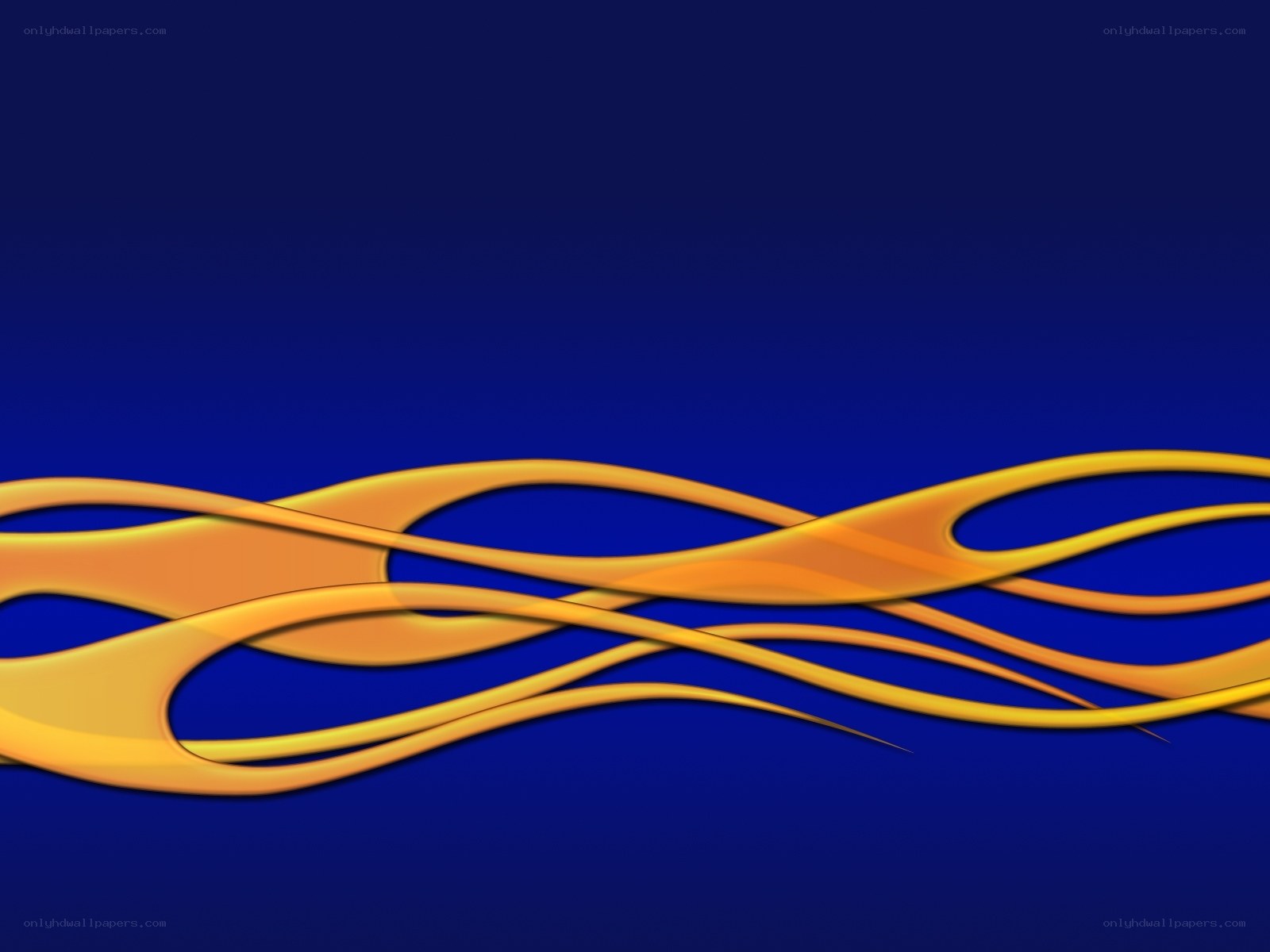 Golden waves on blue background