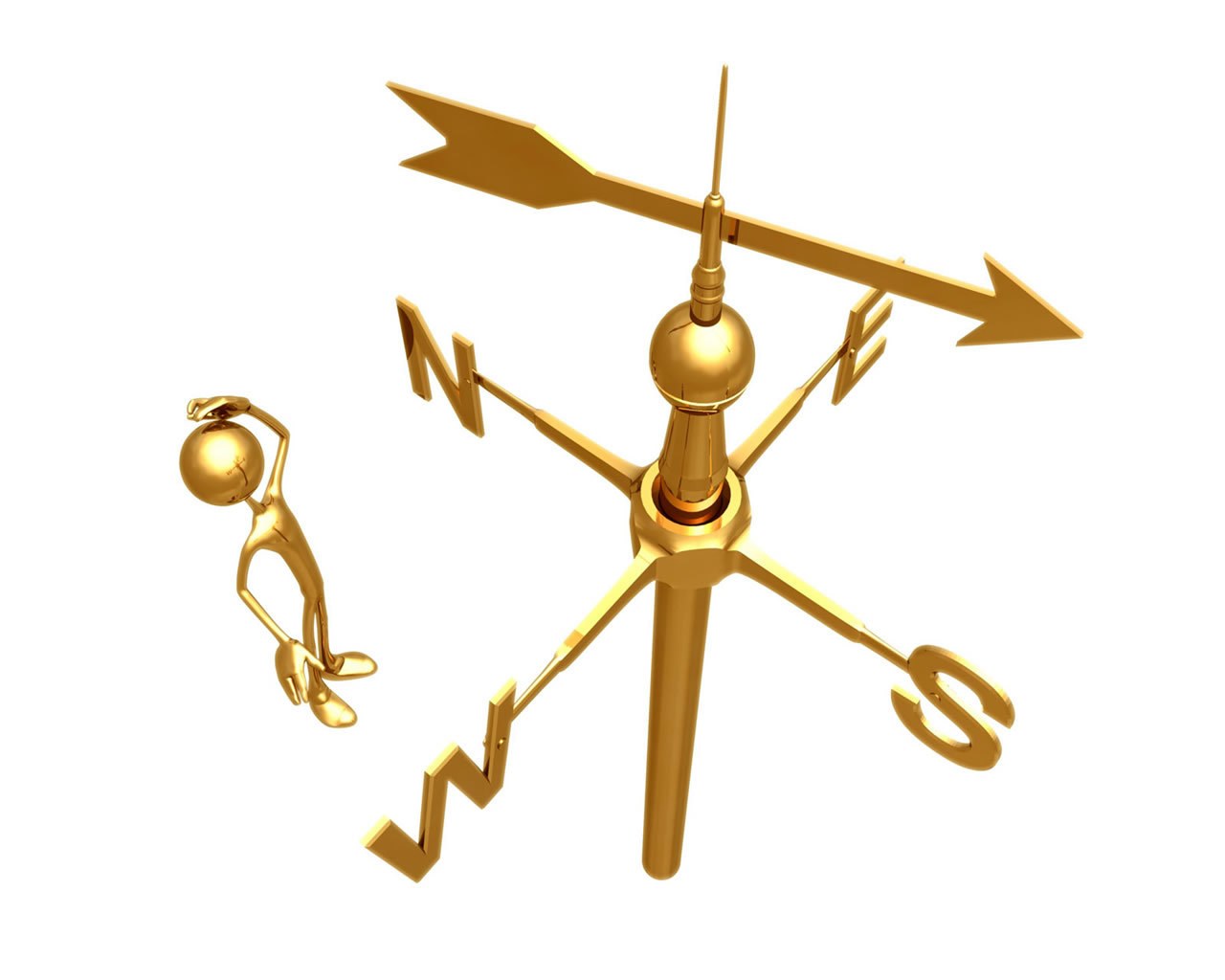 golden weather vane and figure