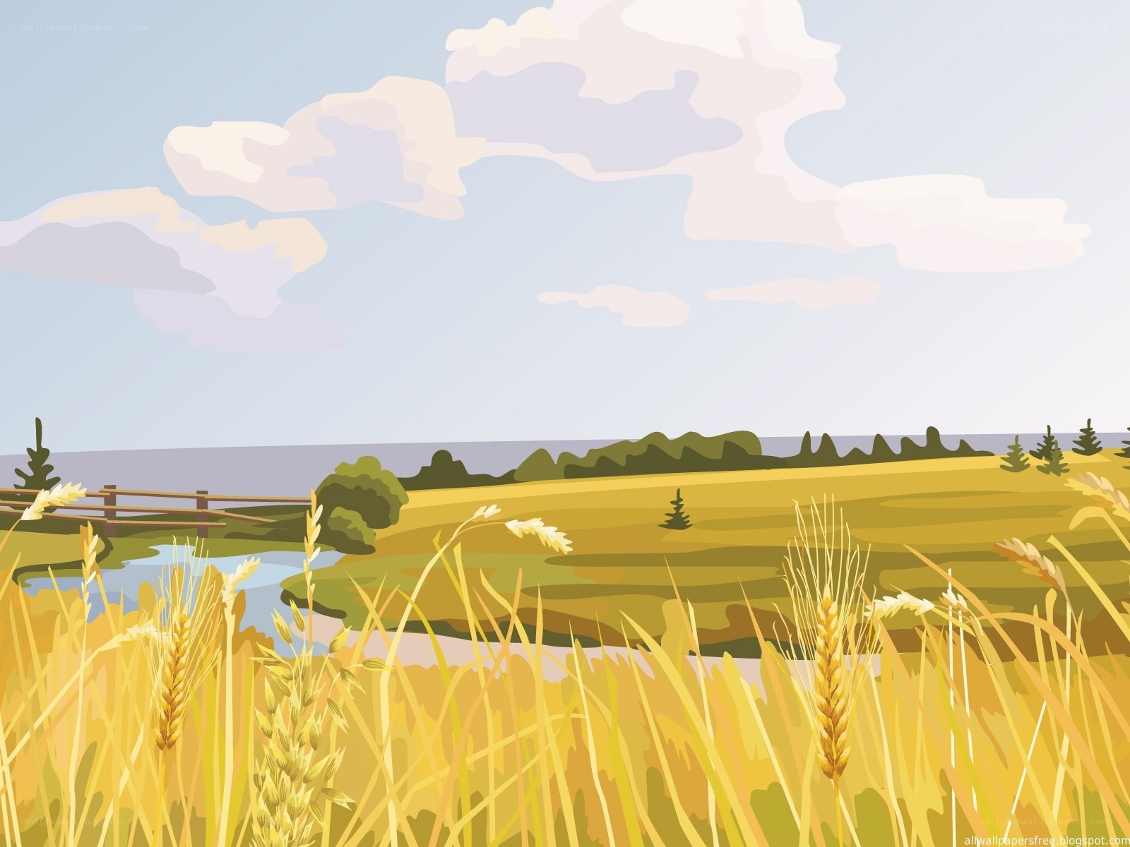 Golden wheat field landscape