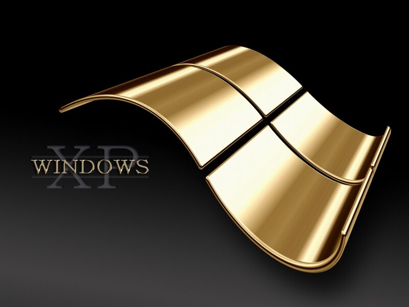Golden Windows Logo — Gold, Dramatic, 3d Render, Text, Black