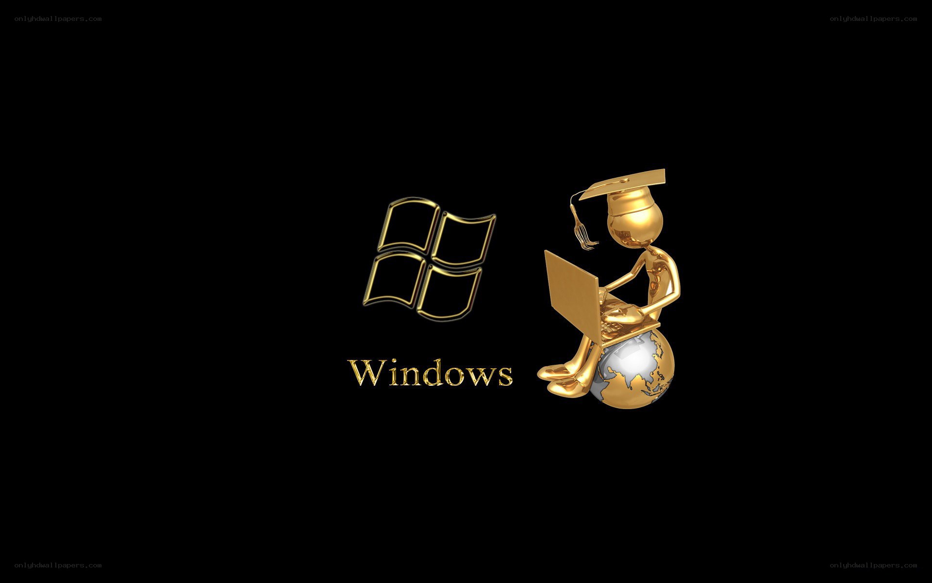Golden Windows logo with graduate
