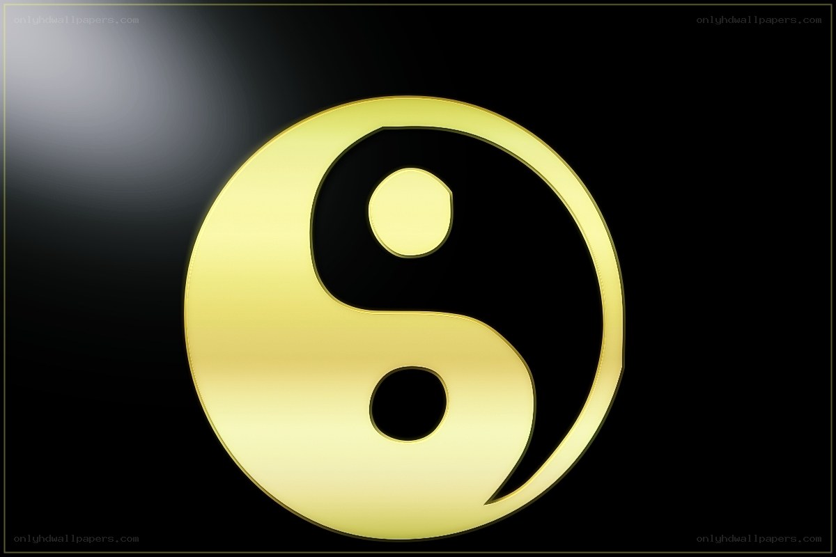 Golden yin-yang symbol