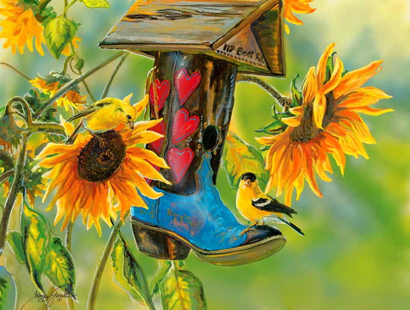 Goldfinch at Boot Feeder