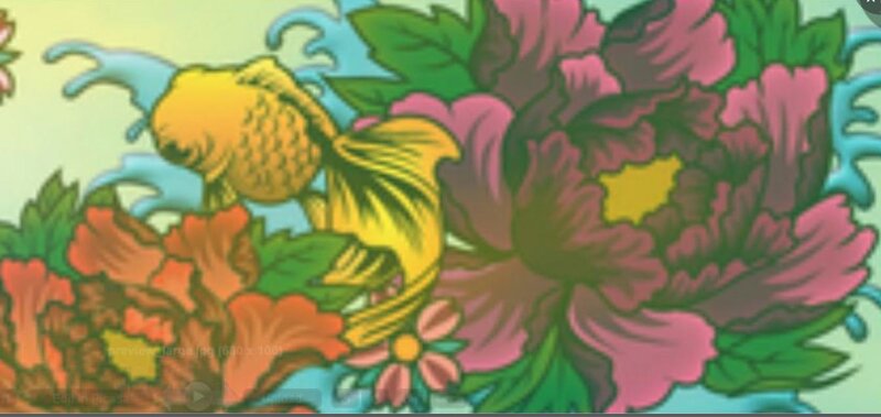 goldfish among flowers