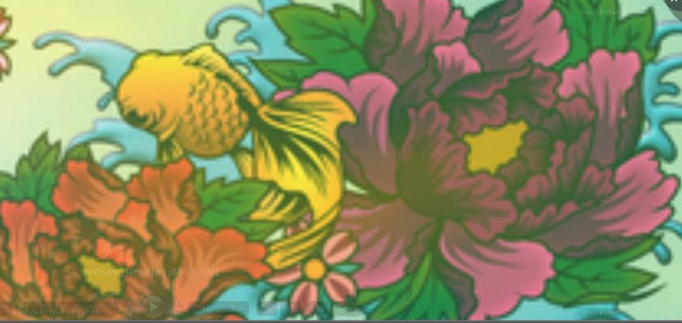 goldfish among flowers