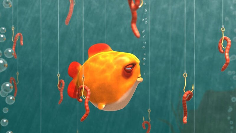 goldfish avoiding fishing hooks
